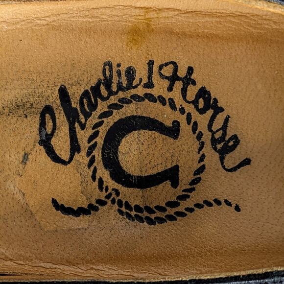 Charlie 1 Horse Shoes Womens 8.5 Black Mules Heels Leather Cowboy Slip On Pointy - Picture 2 of 16